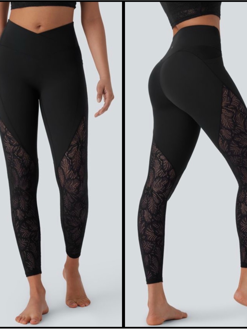 HALARA Softlyzero Black Lace-Panel Yoga Leggings S NWT